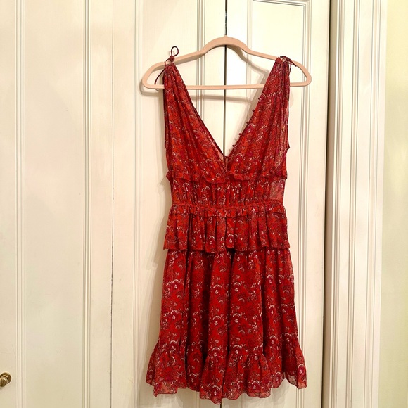 Ulla Johnson Noelle Red Silk Mini Dress Size Small - Picture 3 of 5